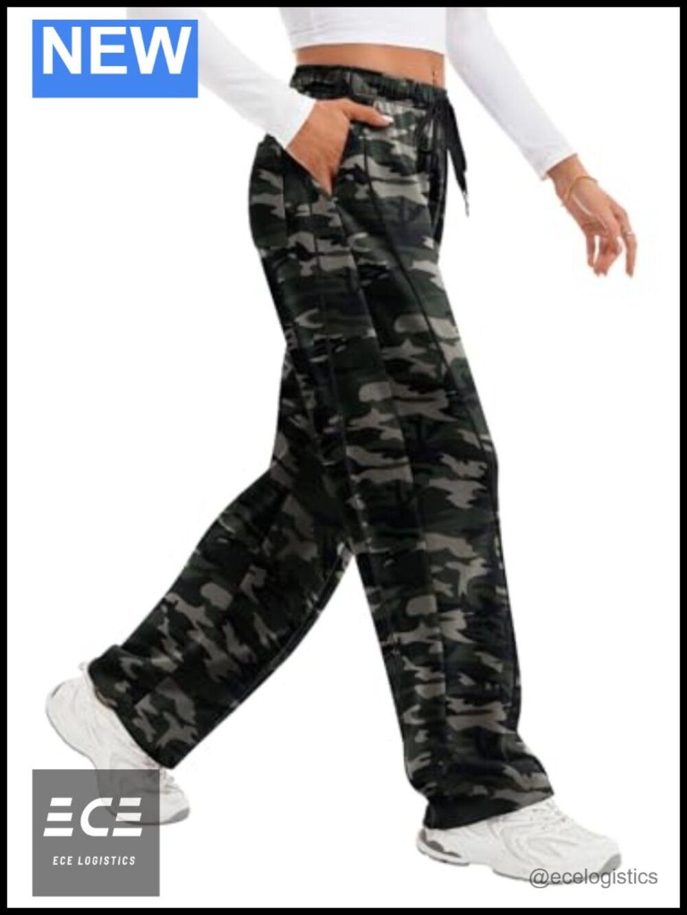 Wide Leg Barrel Sweatpants High Rise Cotton Blend Track Pants